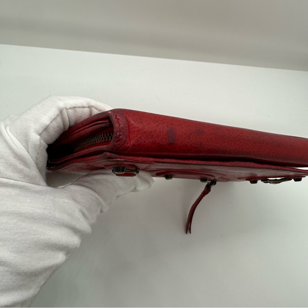 Balenciaga | Red Agneau Classic Hardware Money Long Continental Wallet - Picture 10 of 13